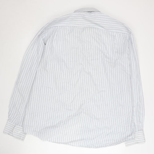Thomas Nash Men's White Striped Long Sleeve Shirt Size 17.5