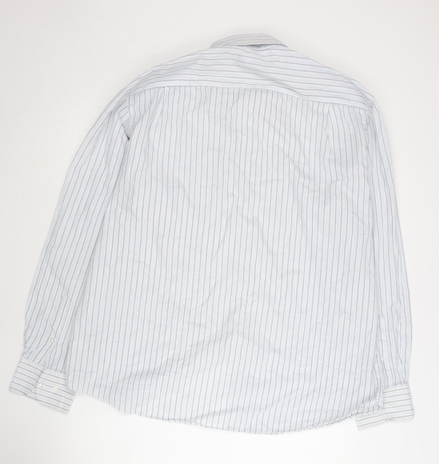 Thomas Nash Men's White Striped Long Sleeve Shirt Size 17.5