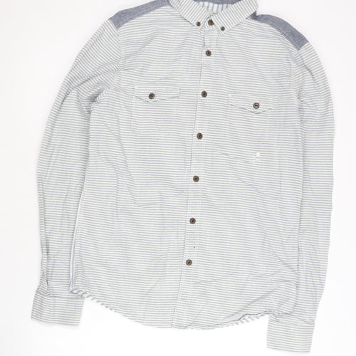 Label Lab Men's Blue Striped Button-Up Shirt M