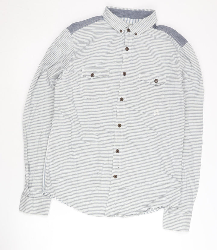 Label Lab Men's Blue Striped Button-Up Shirt M