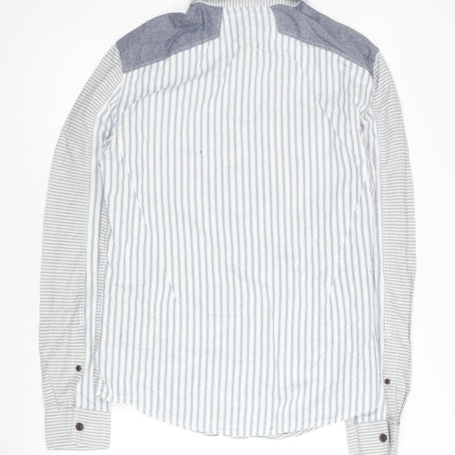 Label Lab Men's Blue Striped Button-Up Shirt M