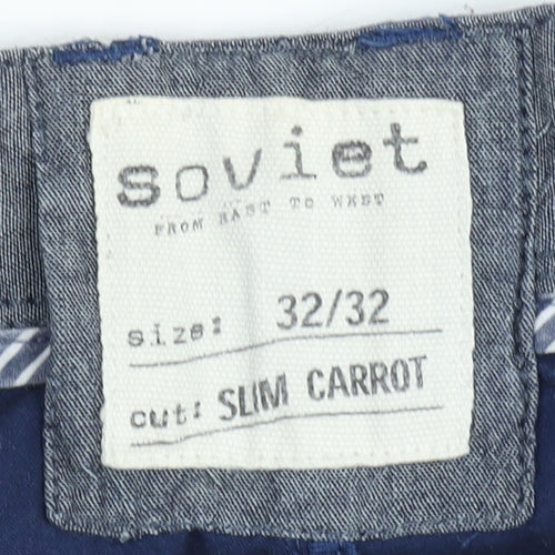Soviet Men's Blue Chino Trousers Size 32