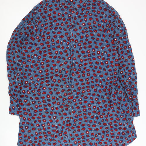 Mango Women's Blue Floral Shirt Dress, Size 14