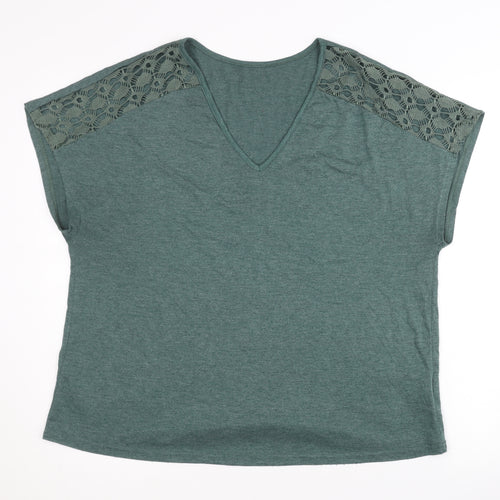 Emery Rose Women's Green XL V-Neck T-Shirt