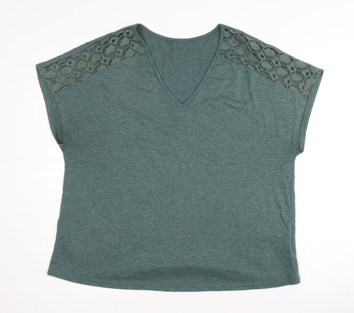Emery Rose Women's Green XL V-Neck T-Shirt