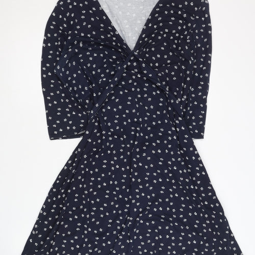 Mothercare Women's Blue Wrap Dress Size 14 Geometric
