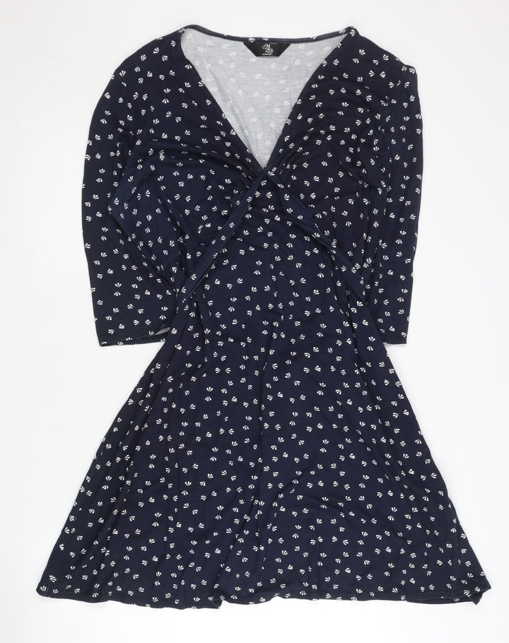 Mothercare Women's Blue Wrap Dress Size 14 Geometric