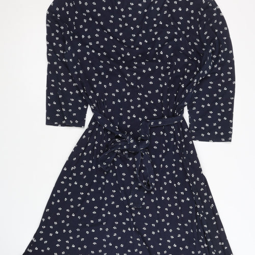 Mothercare Women's Blue Wrap Dress Size 14 Geometric
