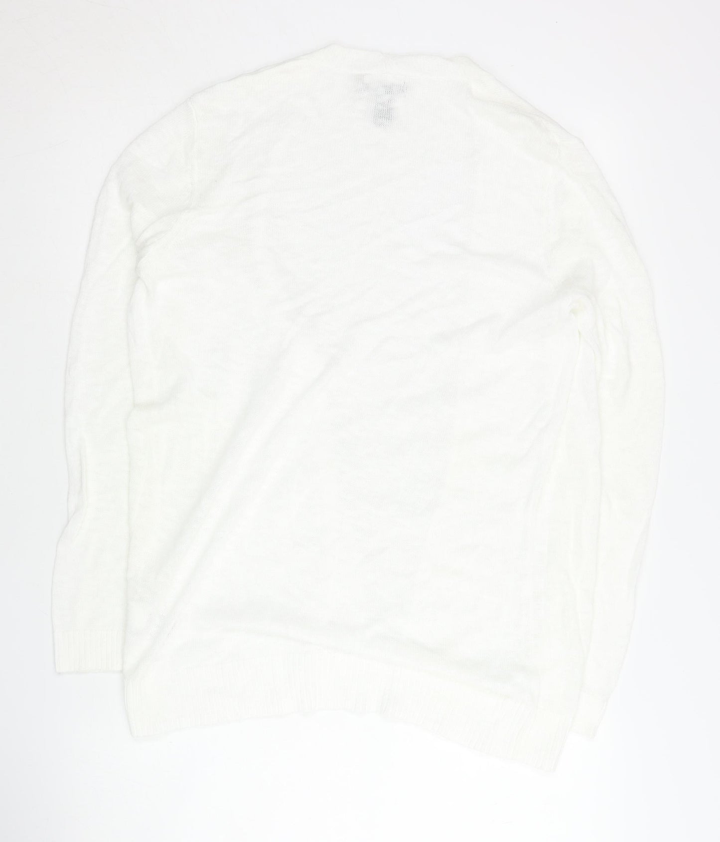 Gap Women's White Open Front Cardigan M, Cotton Viscose