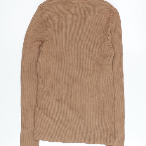 Primark Women Brown Collared Slim Jumper, Size S
