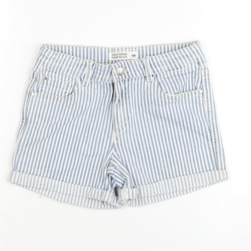 Cubus Girls Blue Striped Denim Shorts Age 12 Years Chino Style