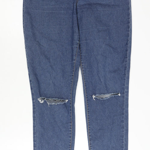 Denim Co. Women's Blue Skinny Distressed Jeans, Size 12