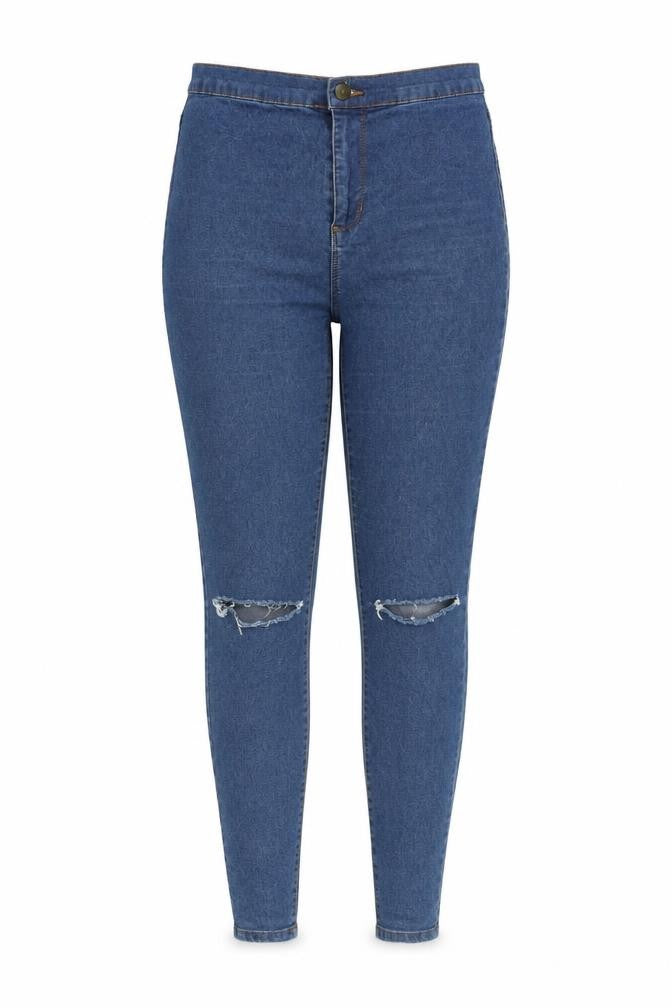 Front view of Denim Co. Women's Blue Skinny Distressed Jeans, size 12