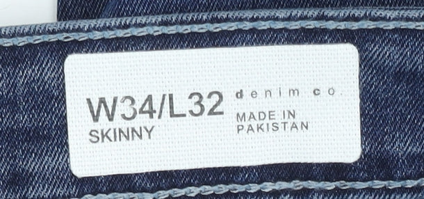Denim Co Women's Blue Skinny Jeans Size 16