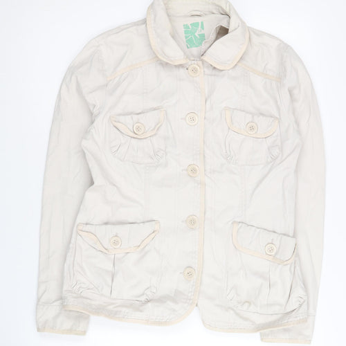 TU Women's Beige Jacket Size 12 Casual Button Pockets