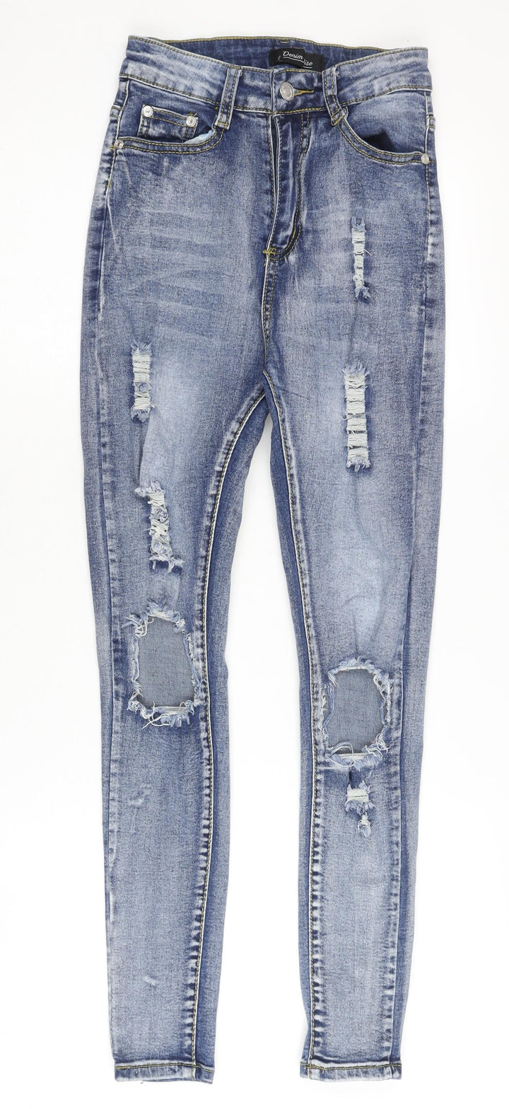 Denim Wise Women's Blue Skinny Distressed Jeans