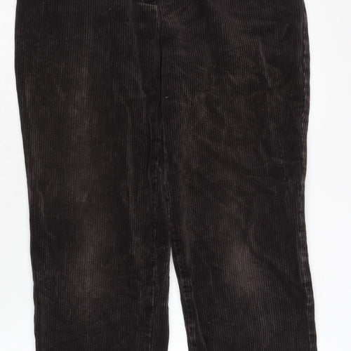 Women's Black Corduroy Cropped Trousers Size 14