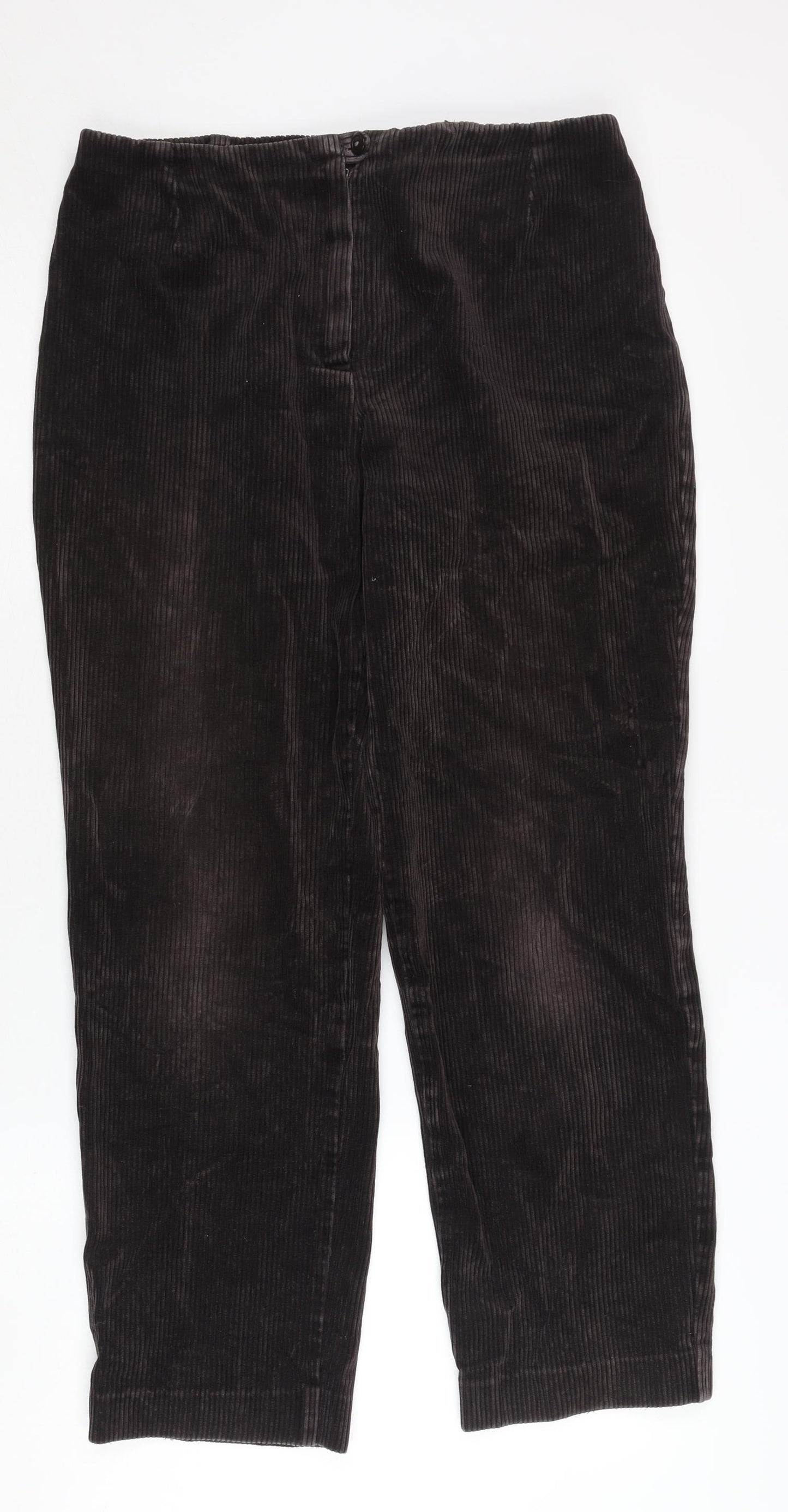 Women's Black Corduroy Cropped Trousers Size 14