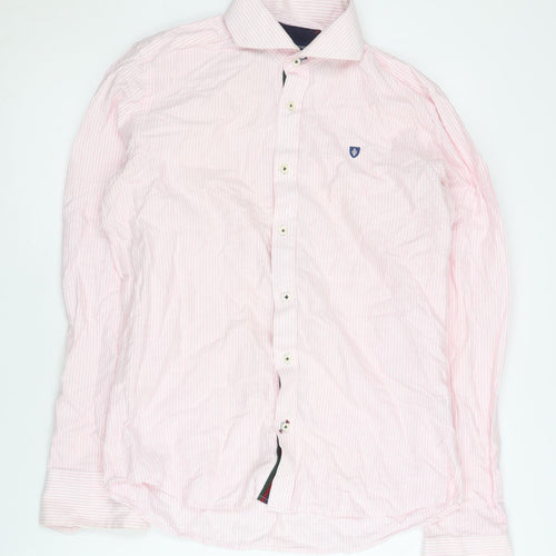 Alvaro Moreno Men's Pink Striped Slim Shirt Size 39
