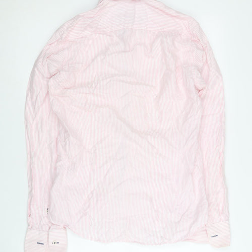Alvaro Moreno Men's Pink Striped Slim Shirt Size 39