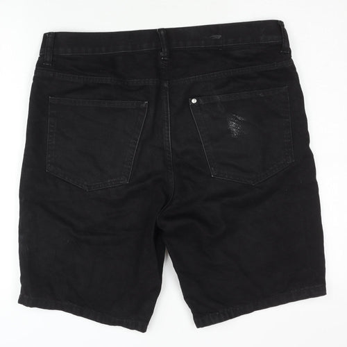H&M Men's Black Denim Shorts, Size 34, Regular Fit