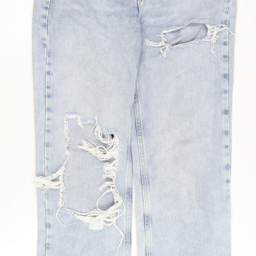 Primark Women's Blue Distressed Straight Jeans Size 6