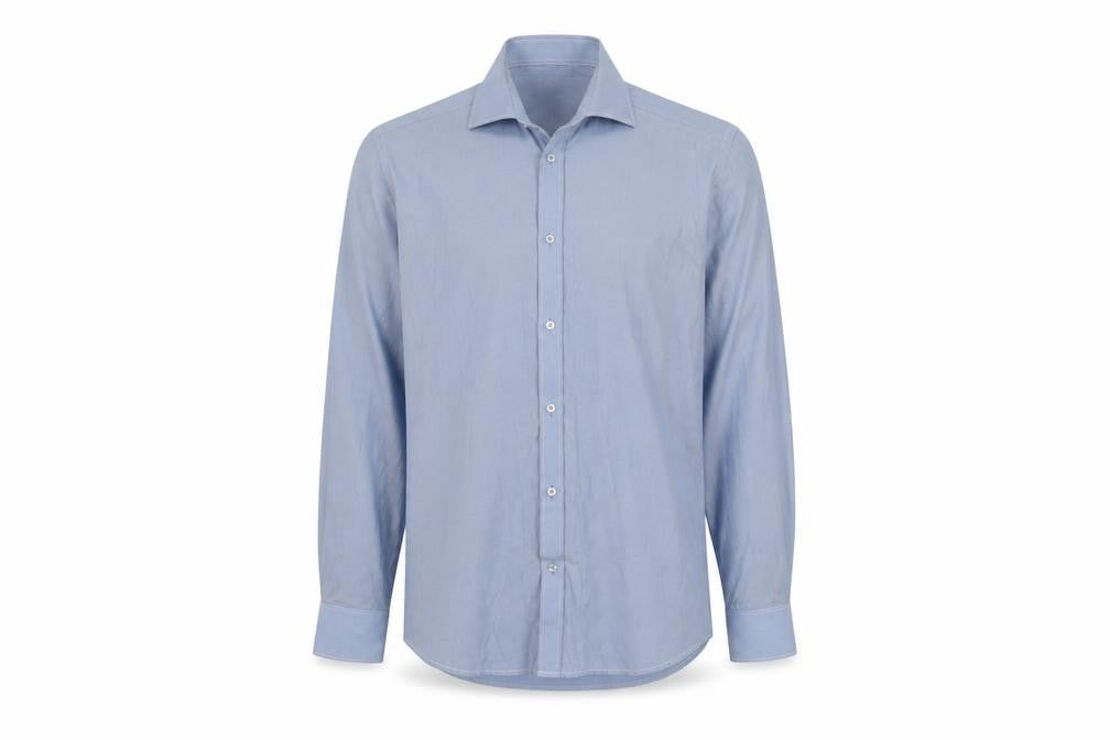 Elegant Men's Blue Striped Formal Dress Shirt L