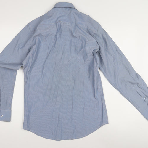 Elegant Men's Blue Striped Formal Dress Shirt L