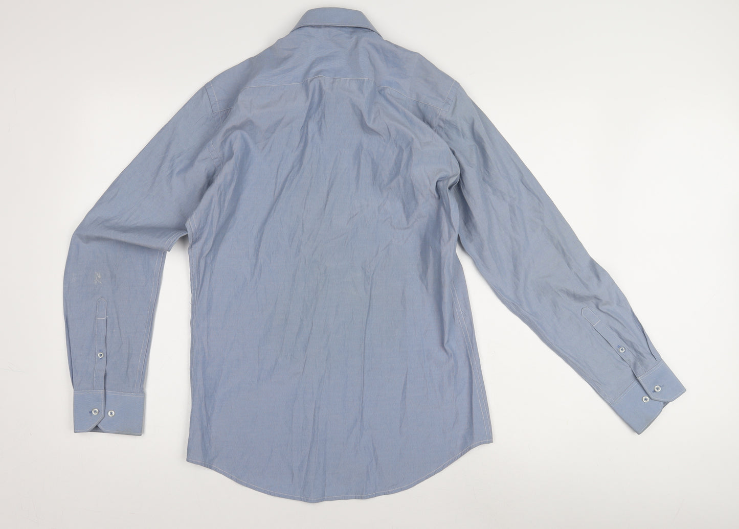 Elegant Men's Blue Striped Formal Dress Shirt L