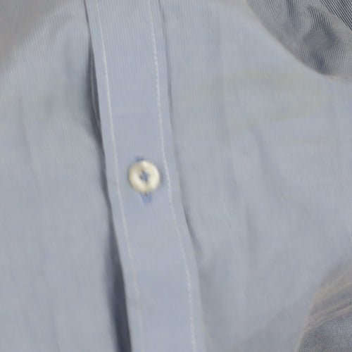 Elegant Men's Blue Striped Formal Dress Shirt L