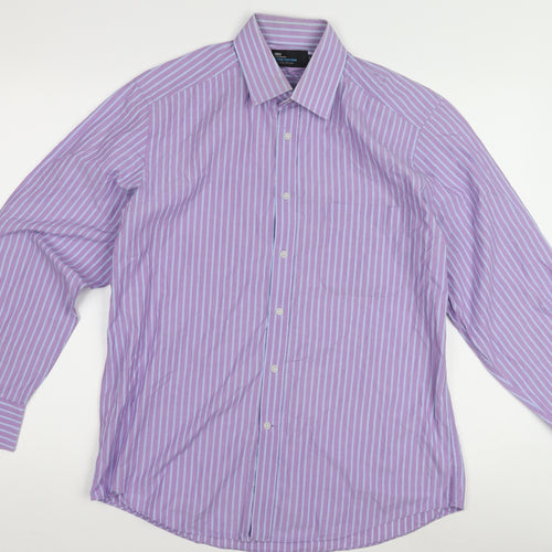 Marks and Spencer Mens Purple Striped Dress Shirt