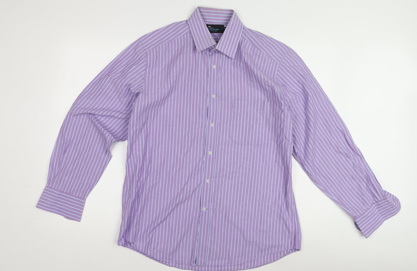 Marks and Spencer Mens Purple Striped Dress Shirt