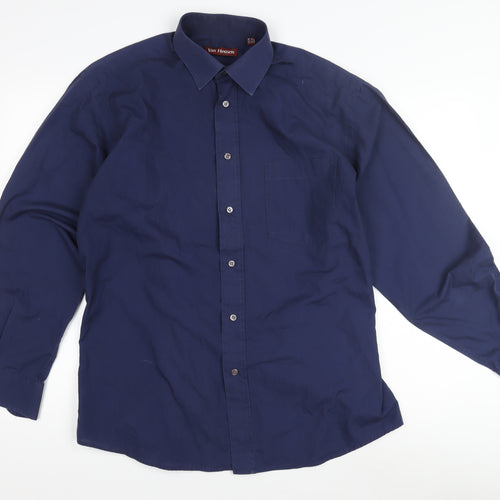 Van Heusen Men's Blue Dress Shirt - Long Sleeve, L