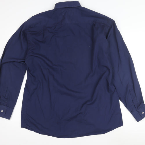 Van Heusen Men's Blue Dress Shirt - Long Sleeve, L