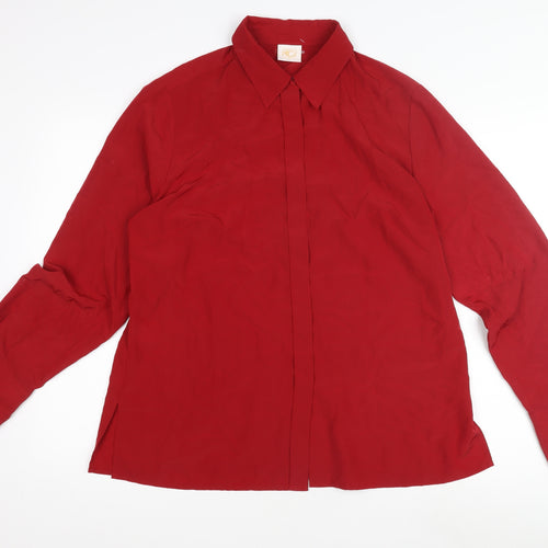 Country Casuals Women's Red Button-Up Shirt Size 16