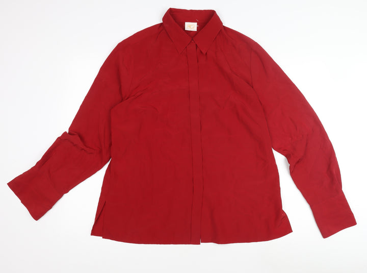 Country Casuals Women's Red Button-Up Shirt Size 16