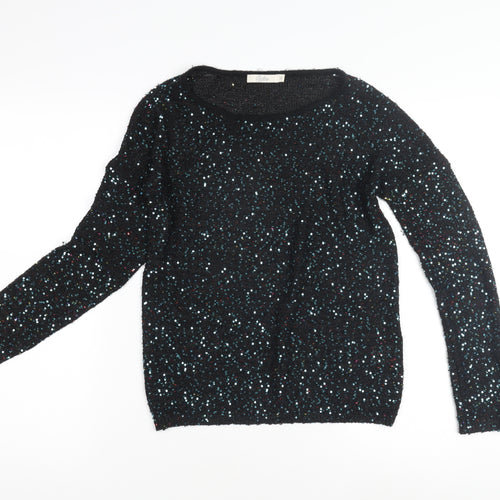 Opfire Women's Black Sequin Pullover Jumper Size 10