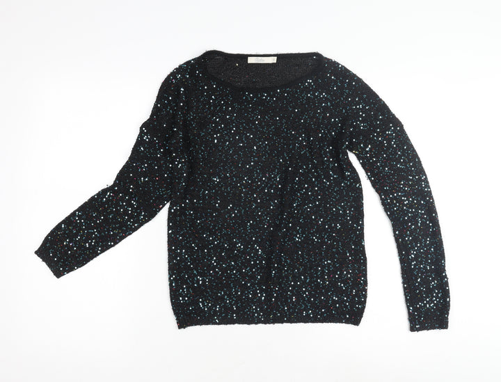 Opfire Women's Black Sequin Pullover Jumper Size 10