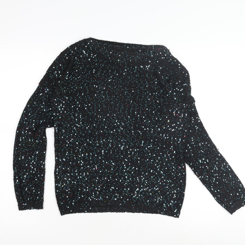 Opfire Women's Black Sequin Pullover Jumper Size 10