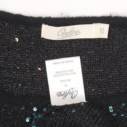 Opfire Women's Black Sequin Pullover Jumper Size 10