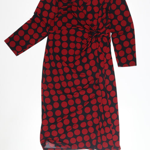 CC Women's Red Polka Dot Wrap Midi Dress M