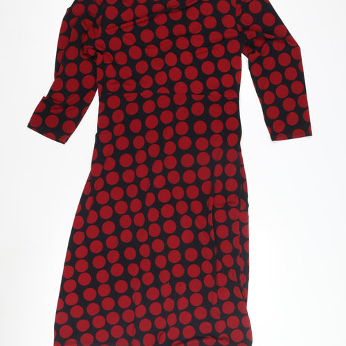 CC Women's Red Polka Dot Wrap Midi Dress M