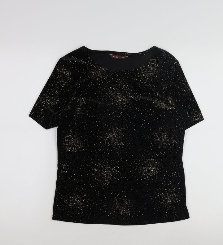 After Dark Women's Black Glitter T-Shirt Size 10