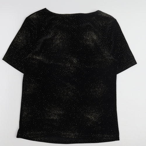 After Dark Women's Black Glitter T-Shirt Size 10