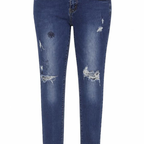 G&L Women's Blue Slim Fit Skinny Jeans, 2XL, Distressed