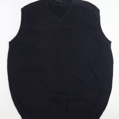 James Pringle Men's Blue Sleeveless Cotton Vest M