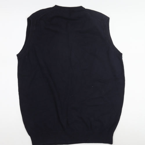 James Pringle Men's Blue Sleeveless Cotton Vest M
