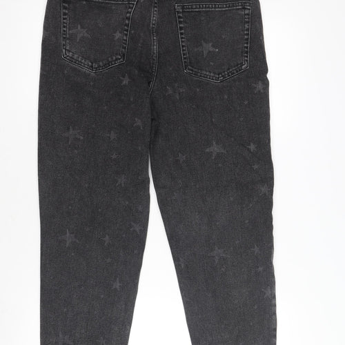 TU Women's Black Mom Jeans, Size 12, Star Accents