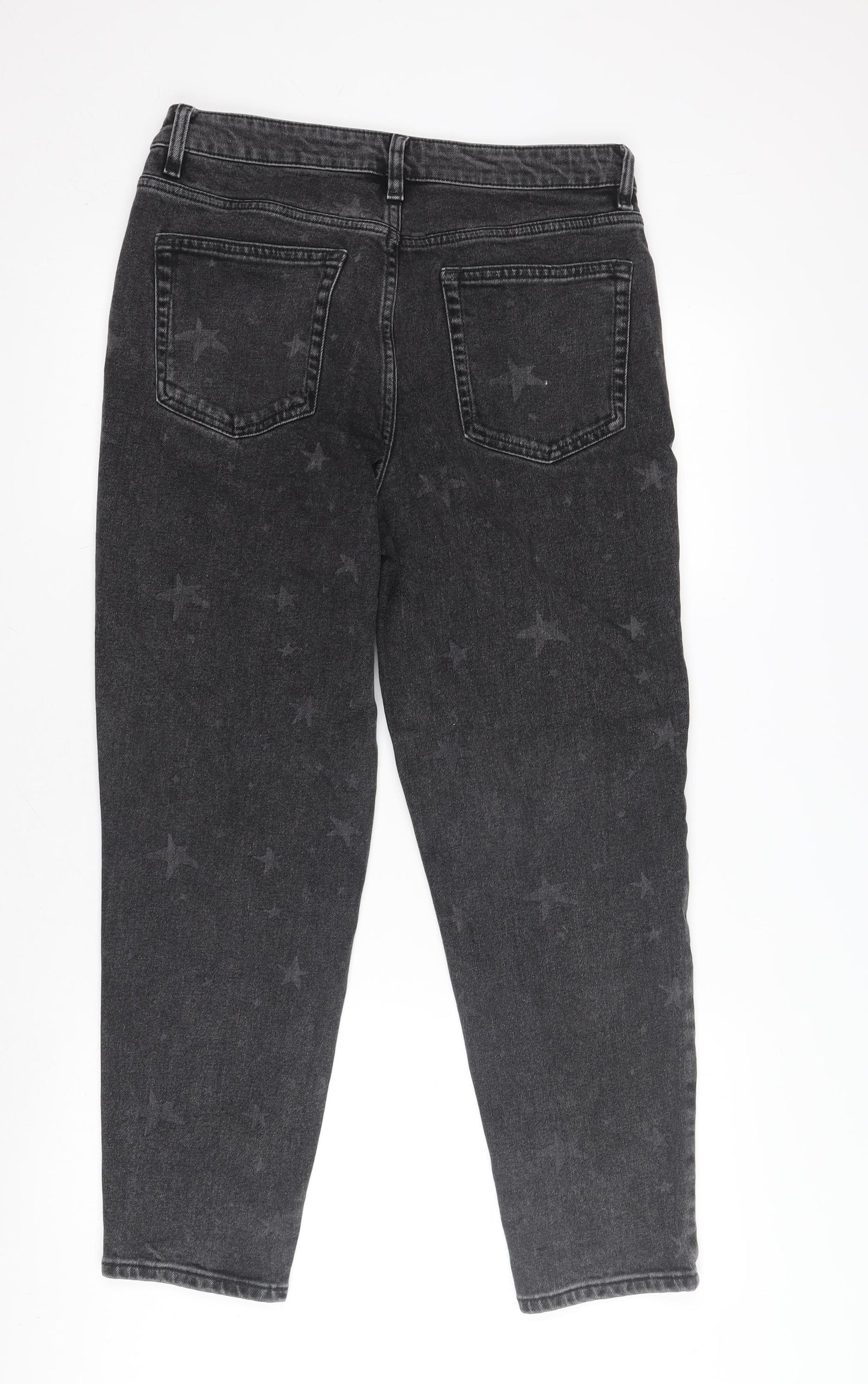 TU Women's Black Mom Jeans, Size 12, Star Accents