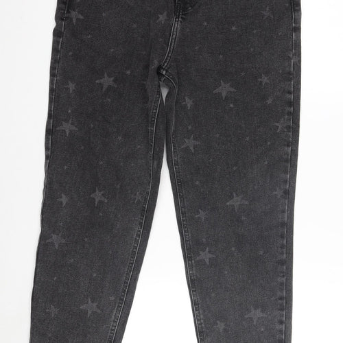 TU Women's Black Mom Jeans, Size 12, Star Accents